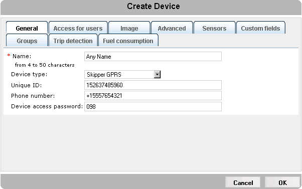 Device Settings Interface